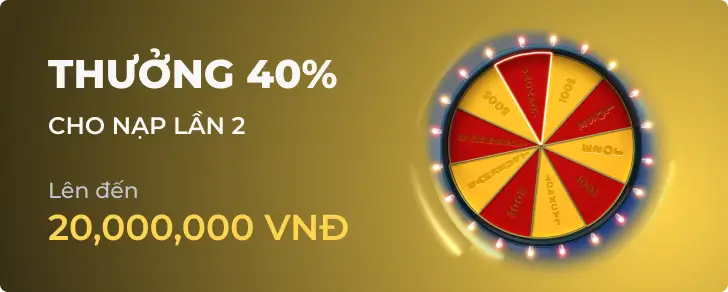 Hình ảnh quảng cáo cho chương trình THƯỞNG NẠP LẠI 40% của ae888ong